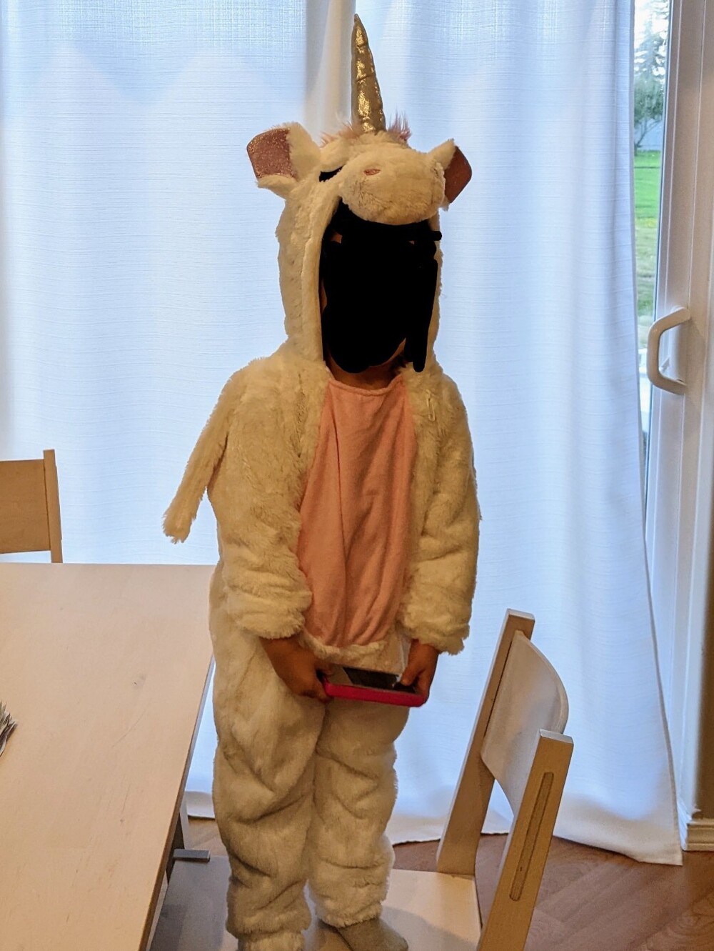 White and Pink Unicorn Plush Kids Costume Onesie